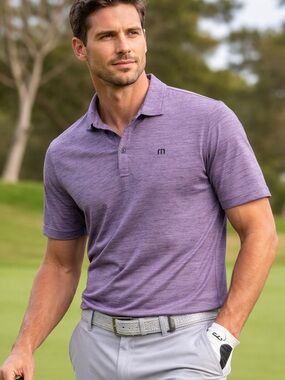 TravisMathew Purple Heather Golf Polo Shirt Men’s Large
